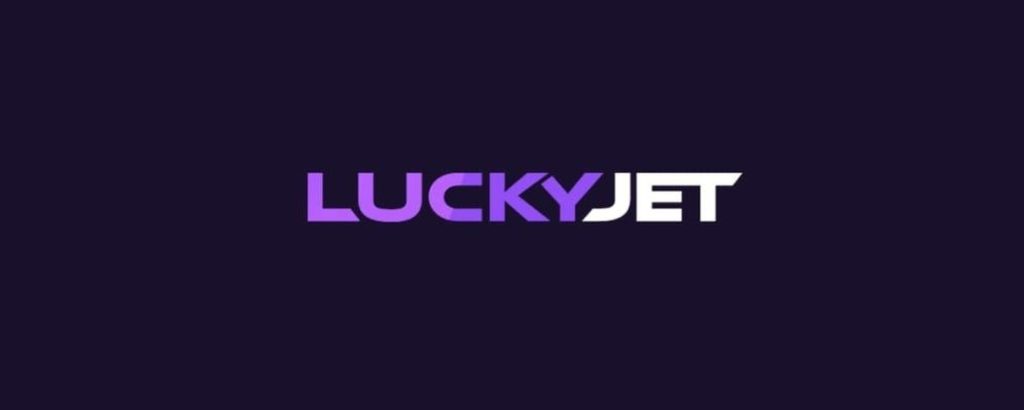 Лаки Джет логотип игры на фиолетовом фоне